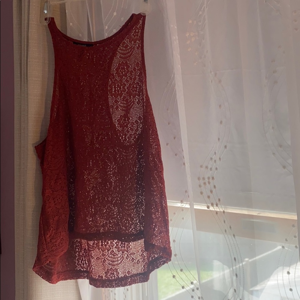 Red crochet racer back tank